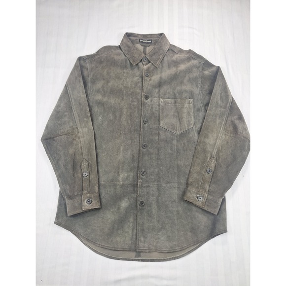 Joseph & Lyman Other - Joseph & Lyman Mens Medium Charcoal Grey 100% Suede Leather Button Shirt Jacket